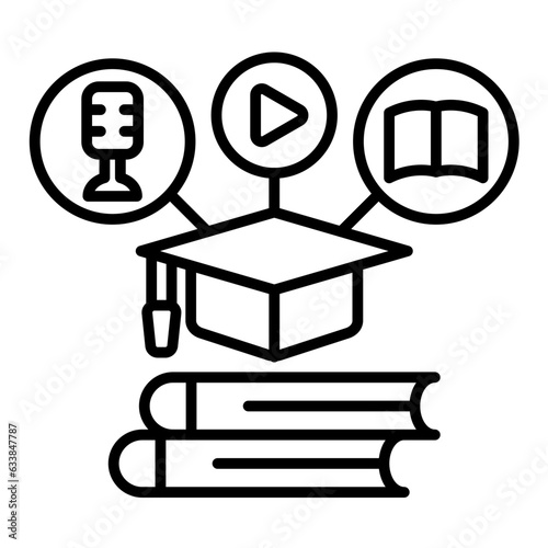 Blended Learning Line Icon