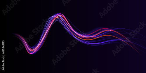 Neon color glowing lines background, high-speed light trails effect electric light, light effect png.