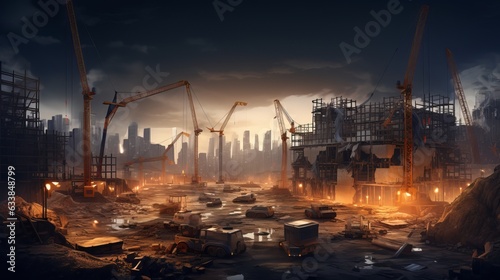 construction site; 3d illustration generative ai