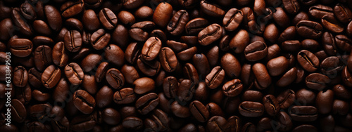 Roasted coffee beans background. Created with Generative AI technology.