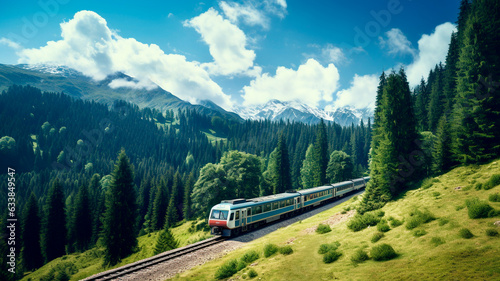 beautiful train on a mountain landscape