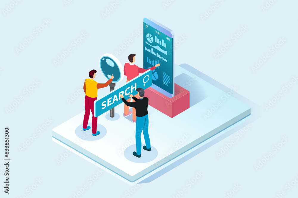 Flat isometric vector business illustration. small people characters develop creative business idea. Flat isometric vector business illustration. small people characters develop creative business idea.