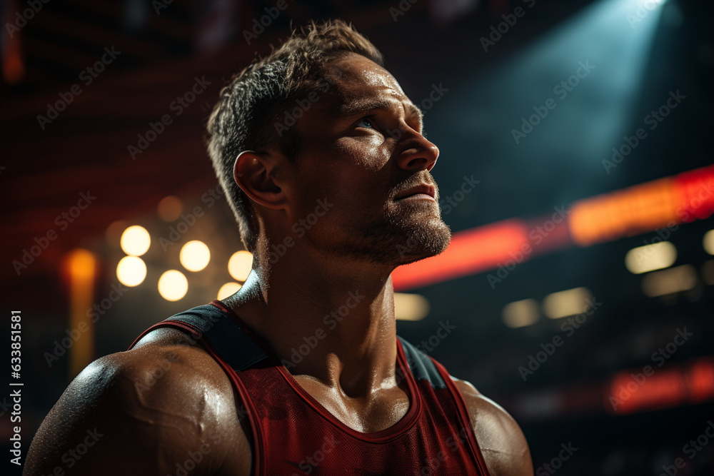 Basketball player in dramatic light