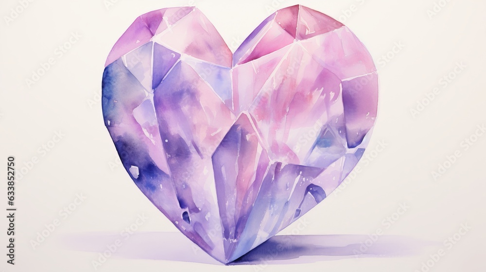 Watercolor crystal heart Generative AI