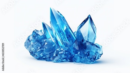 3d render, blue crystal isolated on white background Generative AI photo
