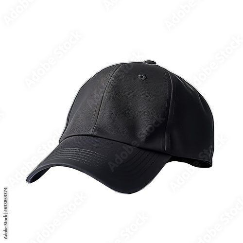 A black baseball cap on a white background