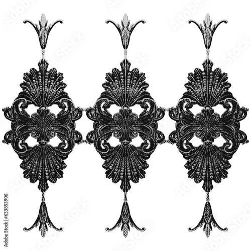 Old engraved  of decorative ornament. Vintage Baroque Victorian  border floral  retro flower pattern. Decorative design