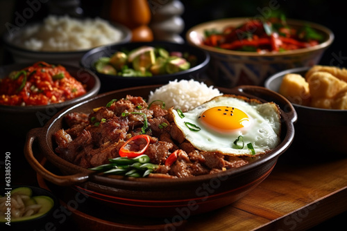 Bistek Tagalog filipino food with rice and eggs photo