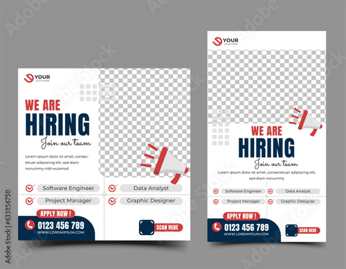 Recruiting job promotion social media post and story template design photo