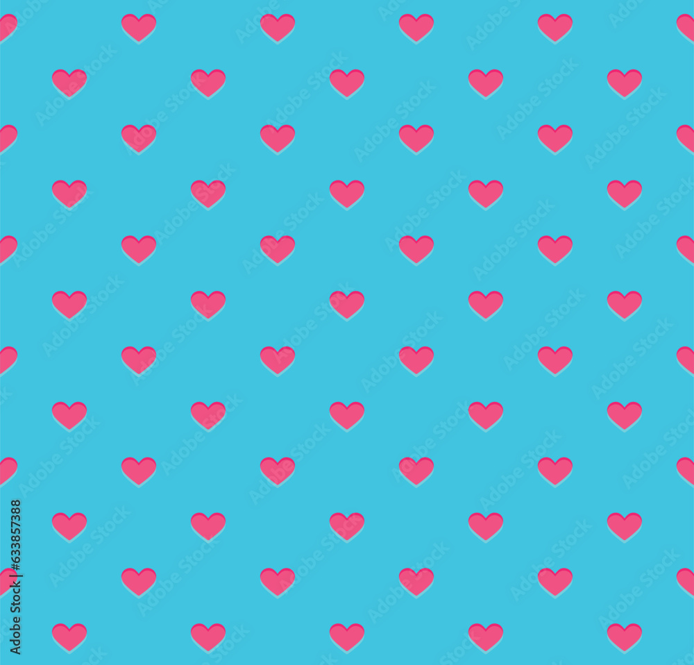 seamless pattern of light pink heart with soft shadow on blue background seamless pattern of light pink heart with soft shadow on blue background