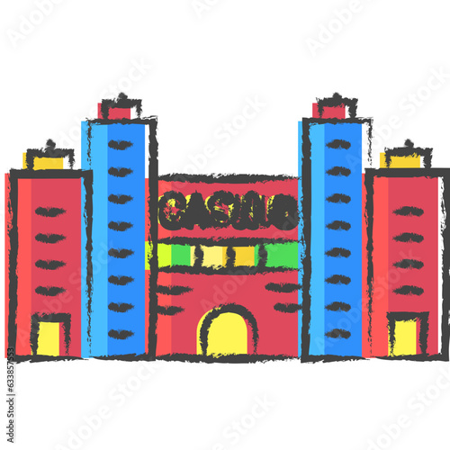 Hand drawn Casino Hotel illustration icon