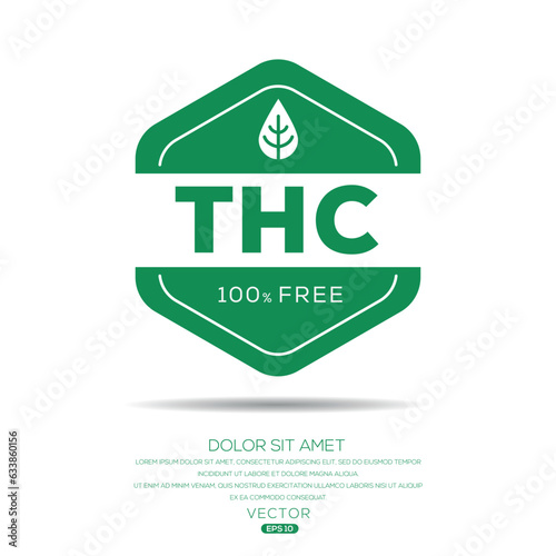 (THC free) label sign, vector illustration.
