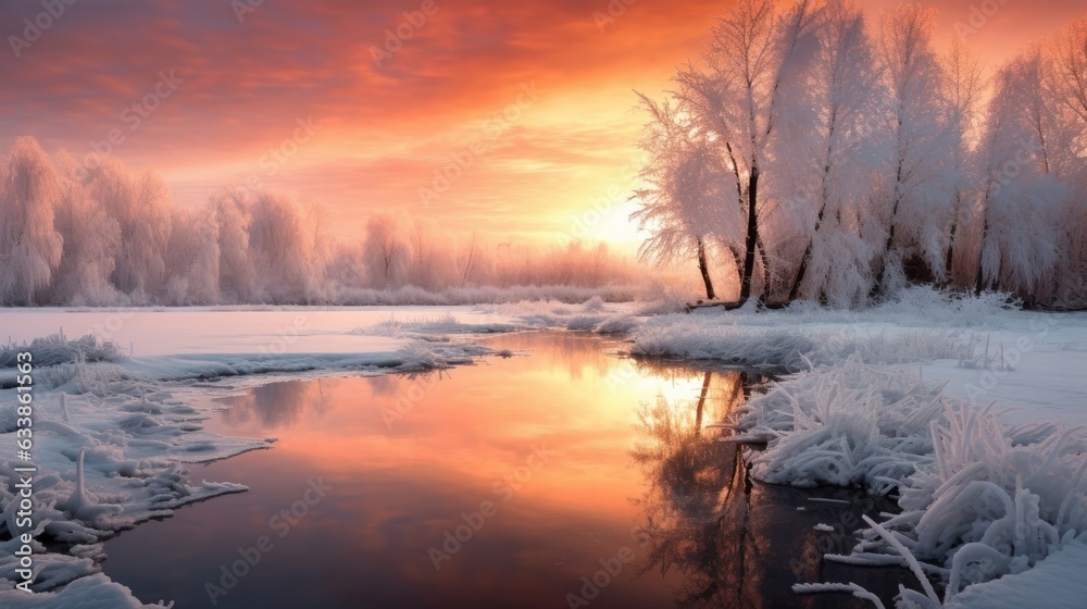 Blazing sun melts away the frosty morning. Blazing sun melts away the frosty morning.