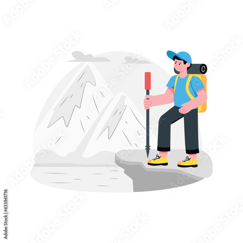 Man Exploring Mountains abstract concept vector in a flat style stock illustration