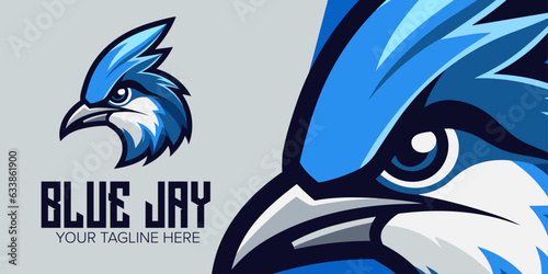 Majestic Blue Jay Emblem: Vector Mascot Logo with Modern Illustration for Sport, Esport Team, Badge, Emblem, T-Shirt Printing