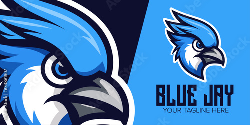 Blue Jay Head Mascot: Modern Vector Logo Design with Blue Bird Illustration for Sports, Esport Team, Badge, Emblem, T-Shirt Printing