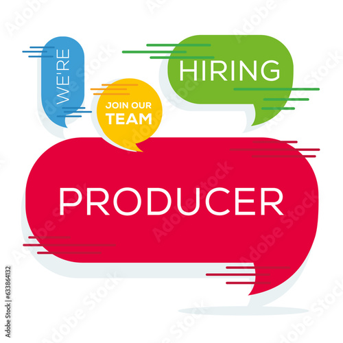 We are hiring (Producer), Join our team, vector illustration.