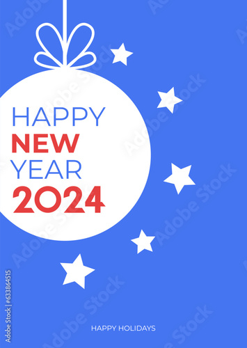 Cover design of 2024 happy new year. Strong typography. Colorful and easy to remember. Happy new year 2024 design poster.