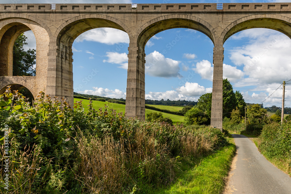 A view of Cannington Viaduct in Devon, on a sunny summer's day