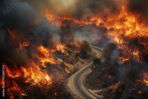 Fototapeta forest fire created with ia