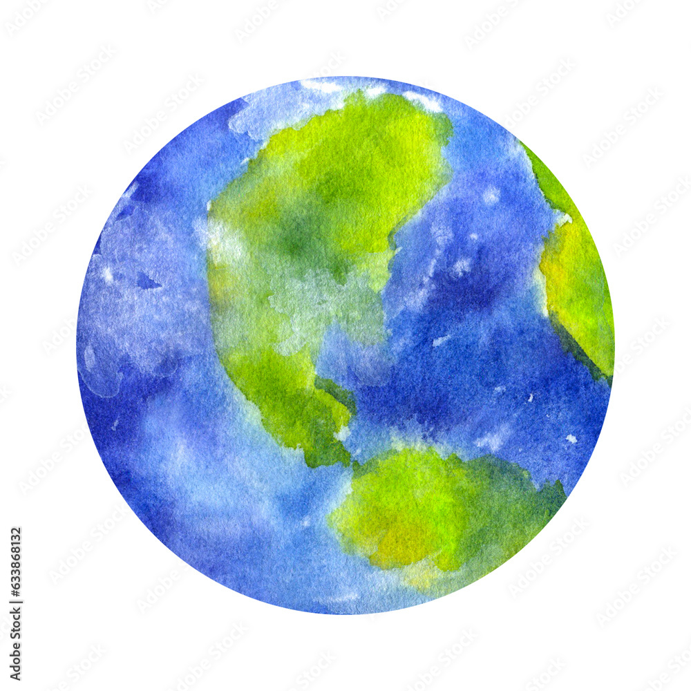 Earth blue planet solar system. Cosmos space clipart . Hand draw watercolor illustration isolated on white background. Design element postcard, poster, logo Earth blue planet solar system. Cosmos space clipart . Hand draw watercolor illustration isolated on white background. Design element postcard, poster, logo