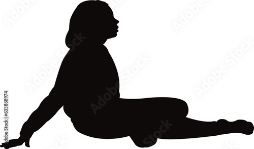 a cute girl sitting body silhouette vector