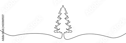 Christmas tree one line drawing.Merry Christmas decoration continuous line.Continuous line drawing of christmas tree .