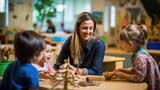 Educator works with children in the development center. Generative AI