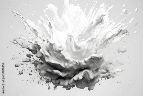 Explosion of white paint on white background. Fluid background. Color explosion. Generative AI