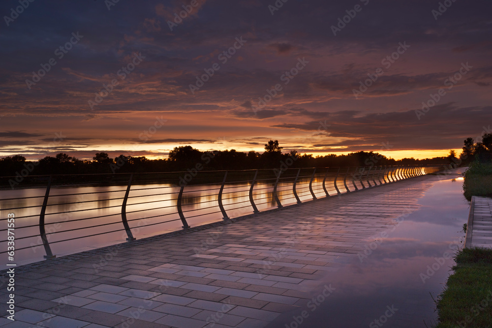 Evening view on the Dnipro river embankment