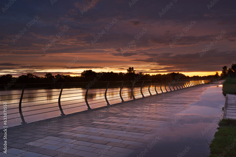 Evening view on the Dnipro river embankment Evening view on the Dnipro river embankment