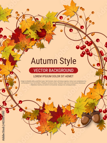 Autumn style elegant vector background. Design for flyer, invitation card, promo poster, discount coupon, voucher, sale banner