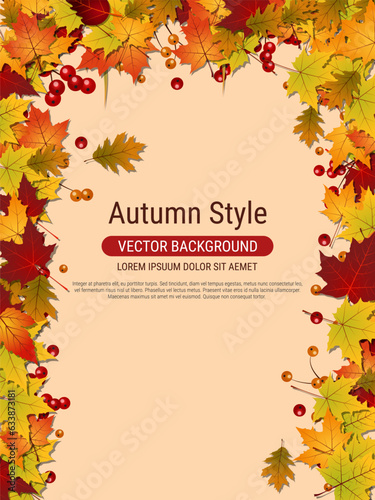 Autumn style elegant vector background. Design for flyer  invitation card  promo poster  discount coupon  voucher  sale banner
