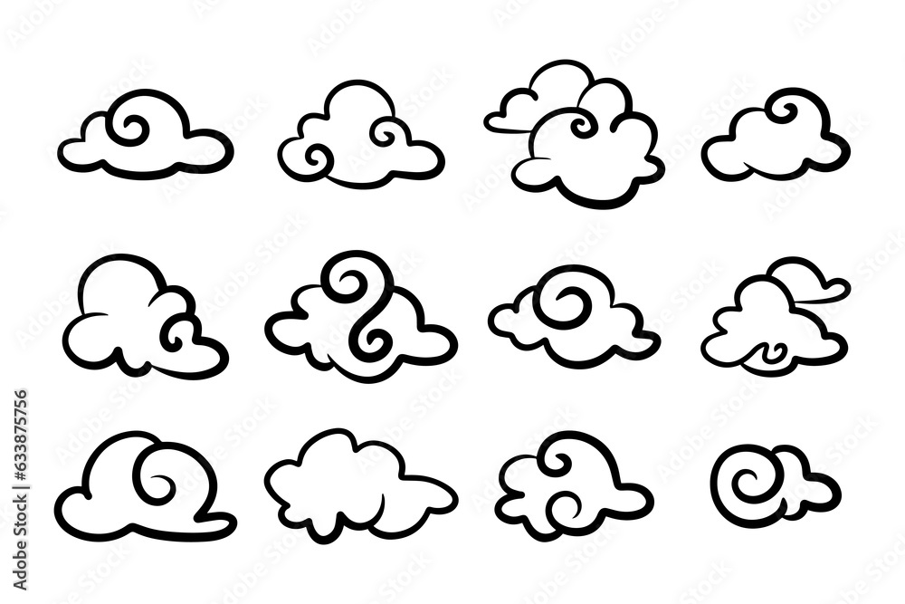 doodle set of clouds, vector illustration. doodle set of clouds, vector illustration.