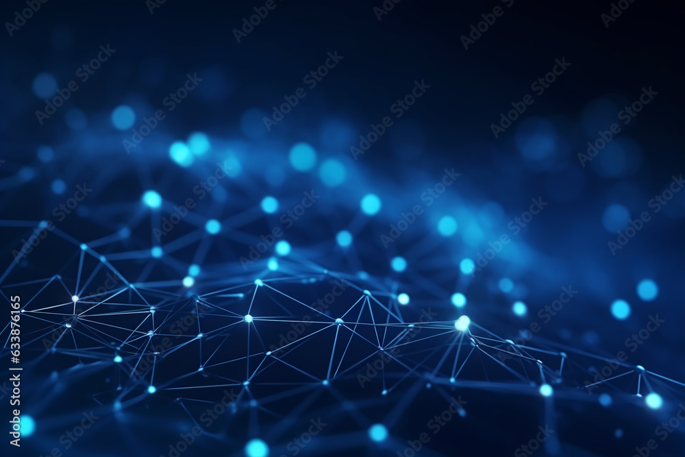 Abstract blue digital technology background of dots and lines. The concept for neural networks, cybersecurity, data stream, database, supercomputer, cloud computing. Generative AI illustration Abstract blue digital technology background of dots and lines. The concept for neural networks, cybersecurity, data stream, database, supercomputer, cloud computing. Generative AI illustration