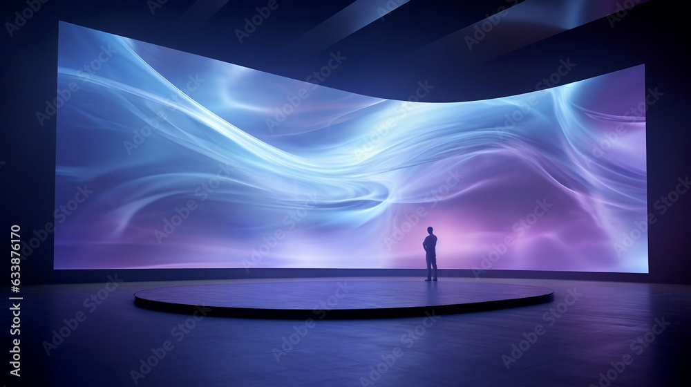 High Definition Screen on Stage, Light Black and Dark Azure Elegance