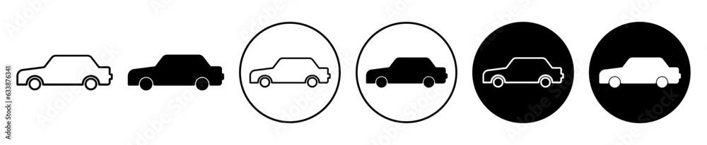Car vector icon set in black color.