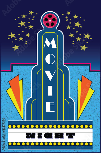 A vintage movie marquee promoting movie night.