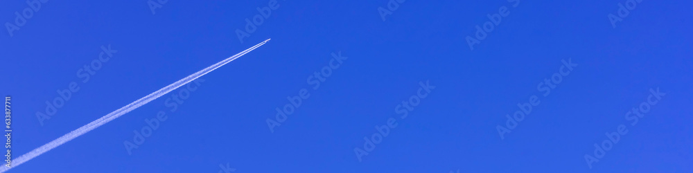 banner Airplane of a beautiful blue sky, a trace of an airplane banner Airplane of a beautiful blue sky, a trace of an airplane