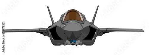 Lockheed Martin F-35B Front Editable Vector Illustration - For Poster, Banner and Patch Design