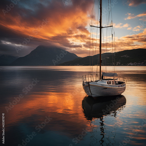 sunset with boat