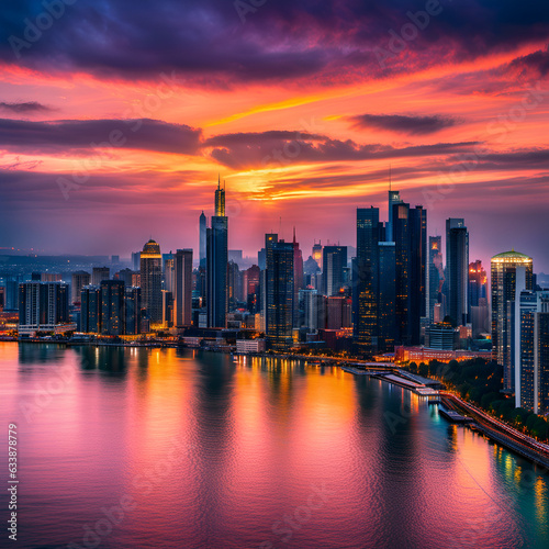 Wallpaper Mural sunset with city  Torontodigital.ca