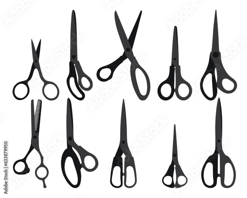Sketchy image of scissors silhouette. Stationery, pocket, kitchen, manicure, surgery, hairdressers, tailor, garden, household