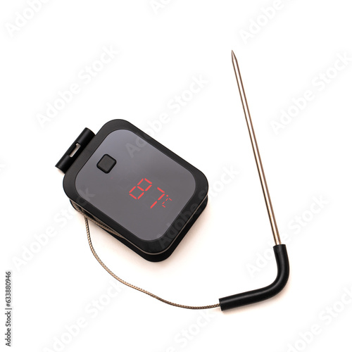 probe thermometer for cooking meat. isolated white background