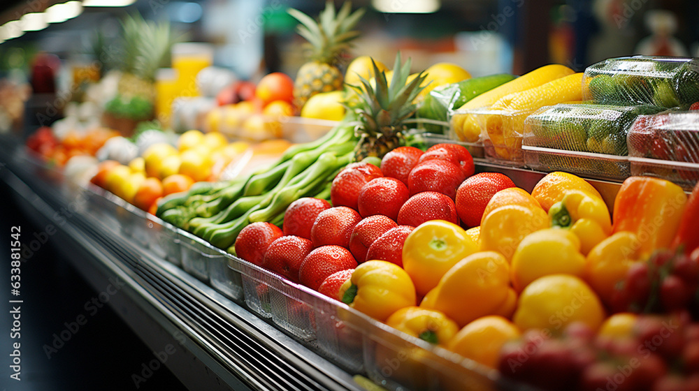 Abundance of healthy food choices in supermarket aisle