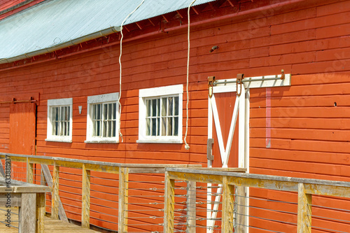 Old Red Dockside Building in Icy Strait photo