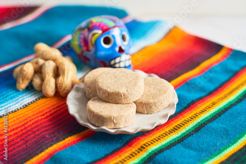 Traditional Mexican mazapan or marzipan made with peanuts. photo