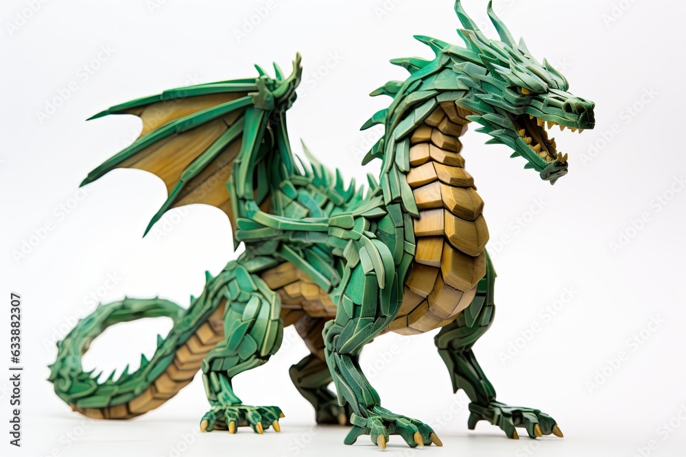 Fototapeta premium Chinese wooden dragon as a symbol of 2024 year on a white background