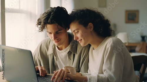 couple using laptop