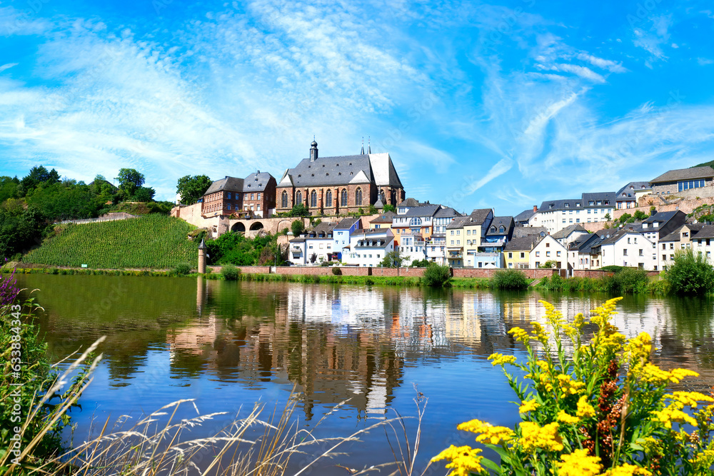 Obraz premium Saarburg town on Saar river, Saarland, Germany